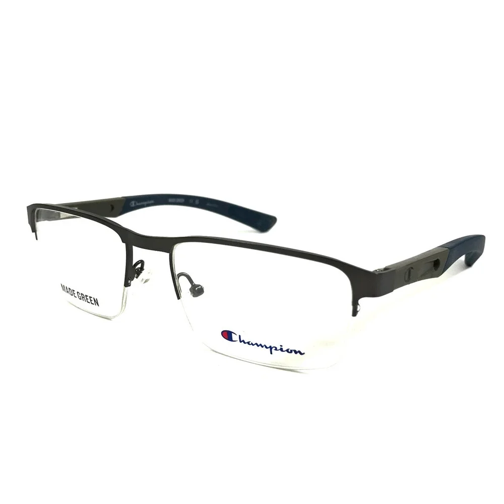 Champion Eyeglasses Frames MAKE 200 C02 Blue Gray Rectangle Half Rim 53-18-140